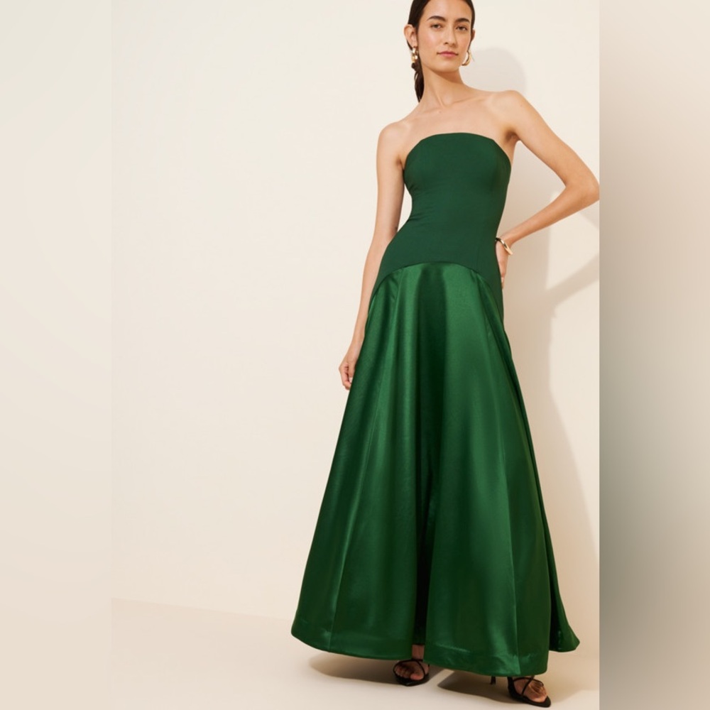 NEW Hutch Strapless Maxi Dress in Emerald Basque Waist prom black tie Size 4
